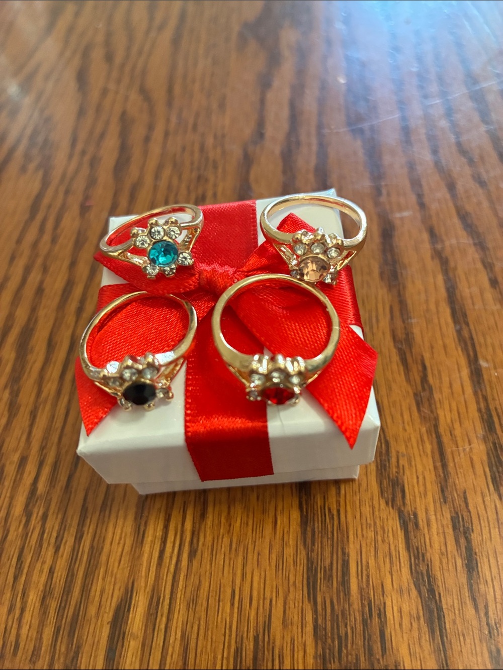 Gold-Tone Floral Cluster Rings Set with Colored Stones - Women Jewelry